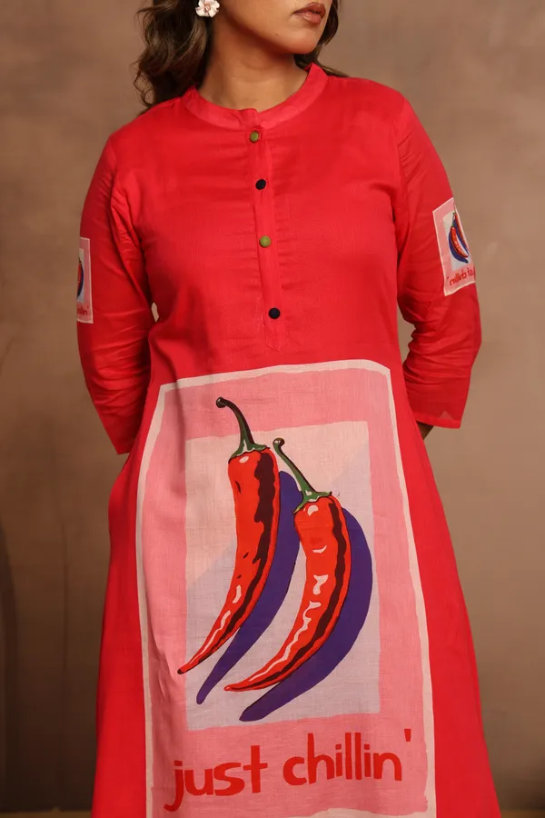 Red_Cotton_Printed_Straight_Kurta_Pant_Set_For_Women