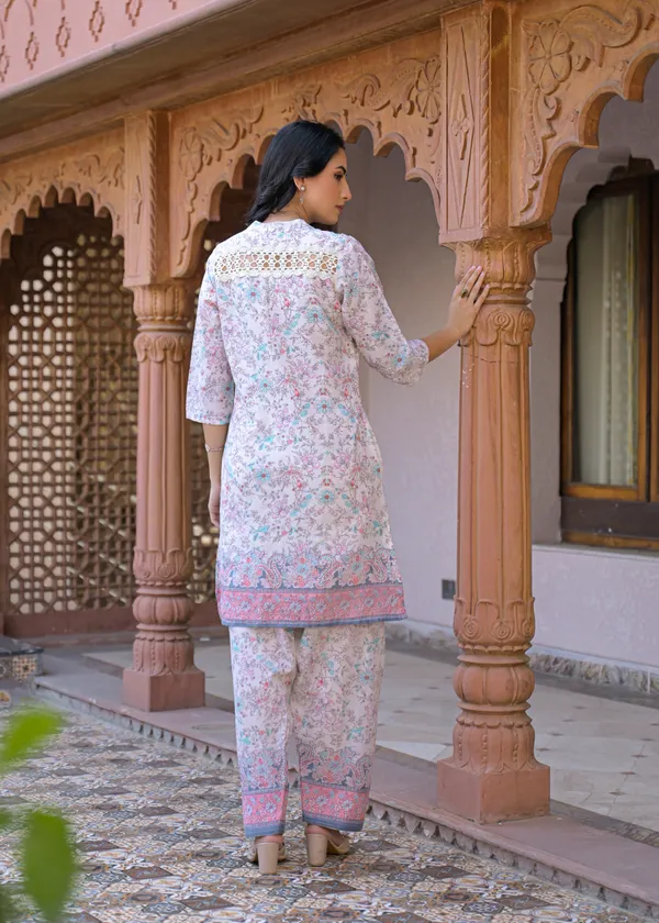White_Cotton_Floral_Print_Straight_Kurta_Palazzo_Set_For_Women