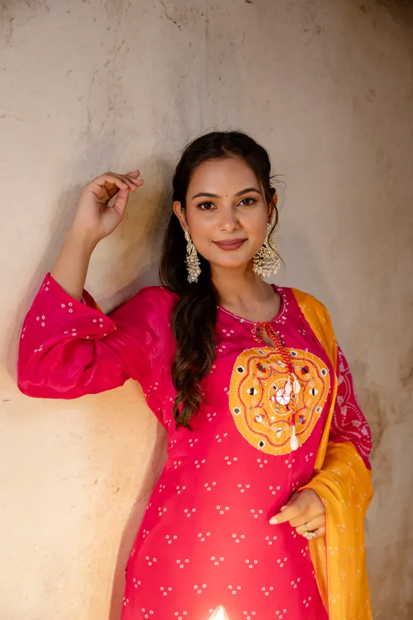 Pink_Cotton_Straight_Bandhani_Print_Kurta_Dupatta_Set_For_Women