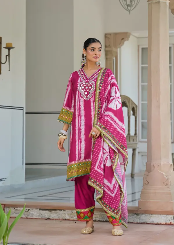 Dark_Pink_Mul_Cotton_Three_Piece_Suit_Set_For_Women