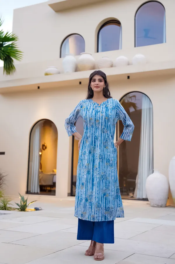 Blue_Cotton_Straight_Floral_Print_Kurta_For_Women