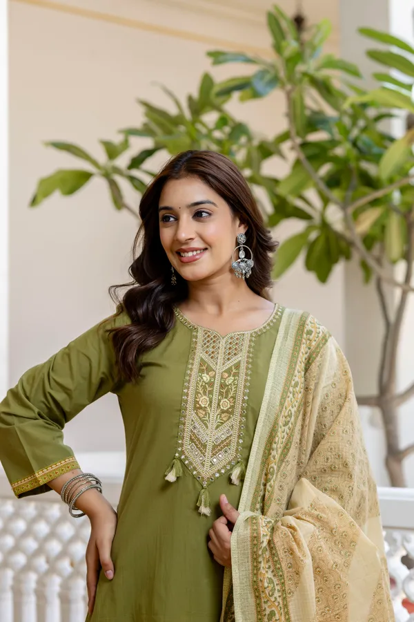 Green_Cotton_Embroidered_Straight_Kurta_Palazzo_Dupatta_Set_For_Women
