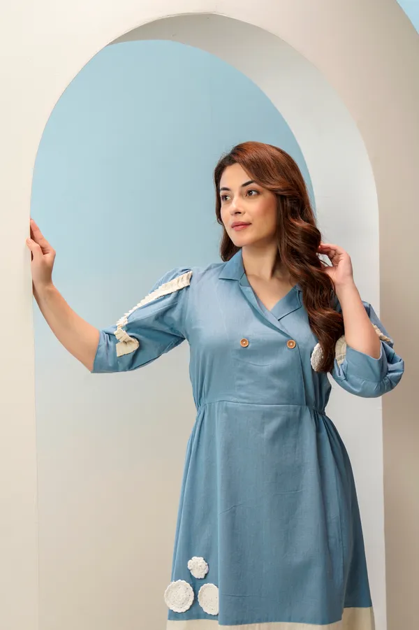 Blue_Cotton_Colorblock_Collared_Midi_Dress_For_Women