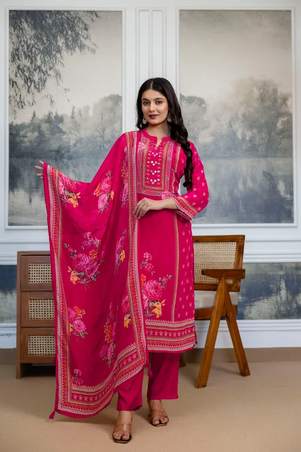 Pink_Cotton_Floral_Print_Mirror_Work_Straight_Kurta_Set_For_Women