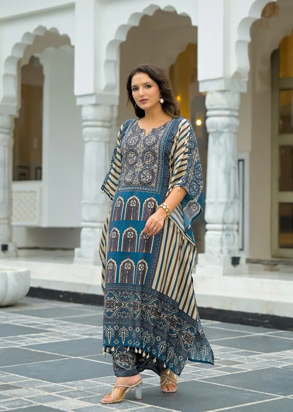 Multicolor_Cotton_Silk_Kaftan_For_Women