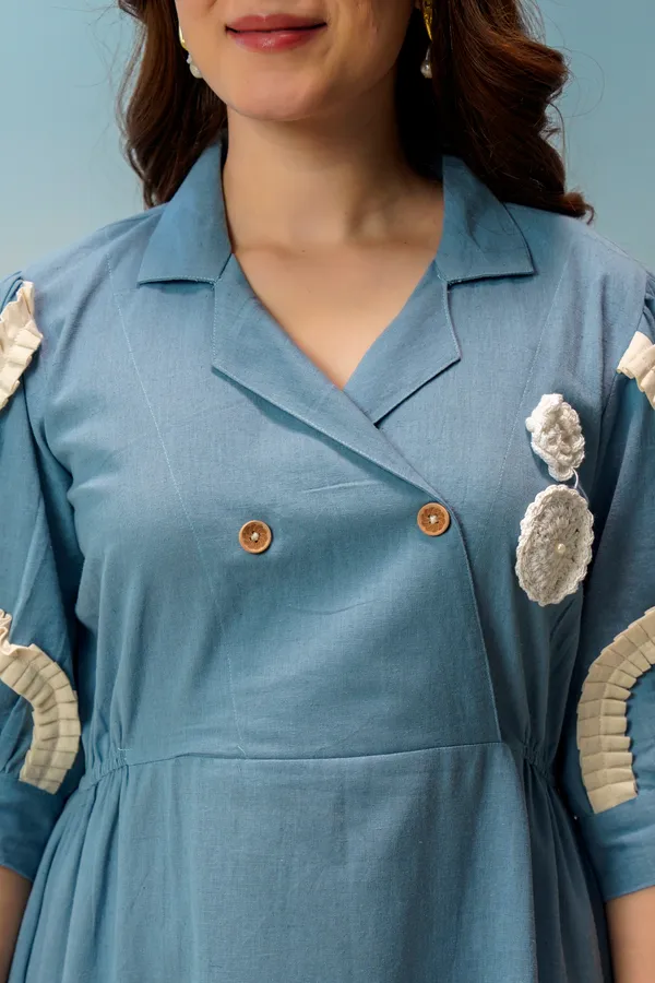 Blue_Cotton_Colorblock_Collared_Midi_Dress_For_Women