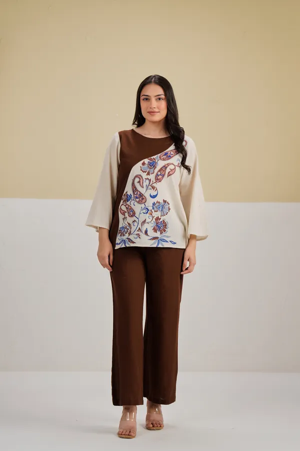 Brown_Cream_Cotton_Printed_Relaxed_Co-Ord_Set_For_Women