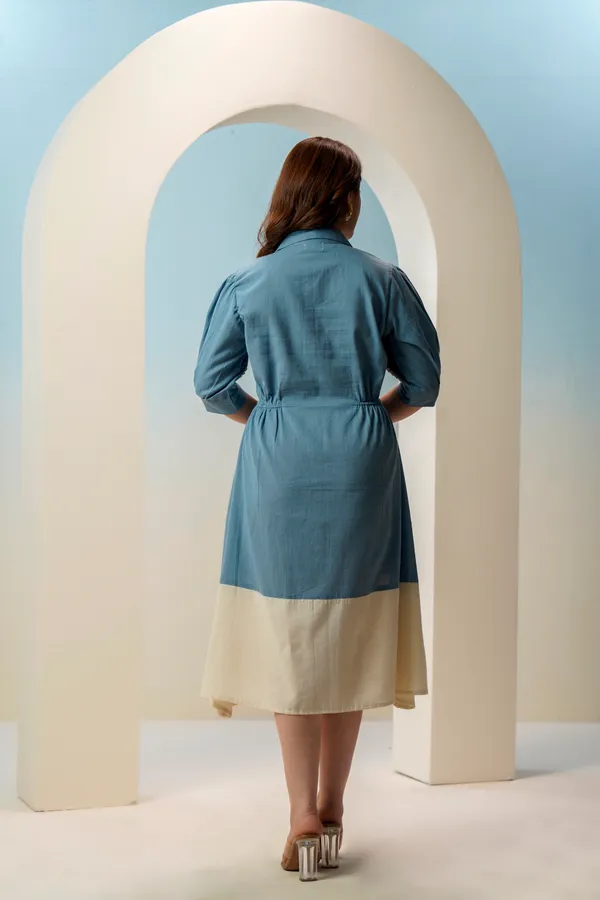 Blue_Cotton_Colorblock_Collared_Midi_Dress_For_Women
