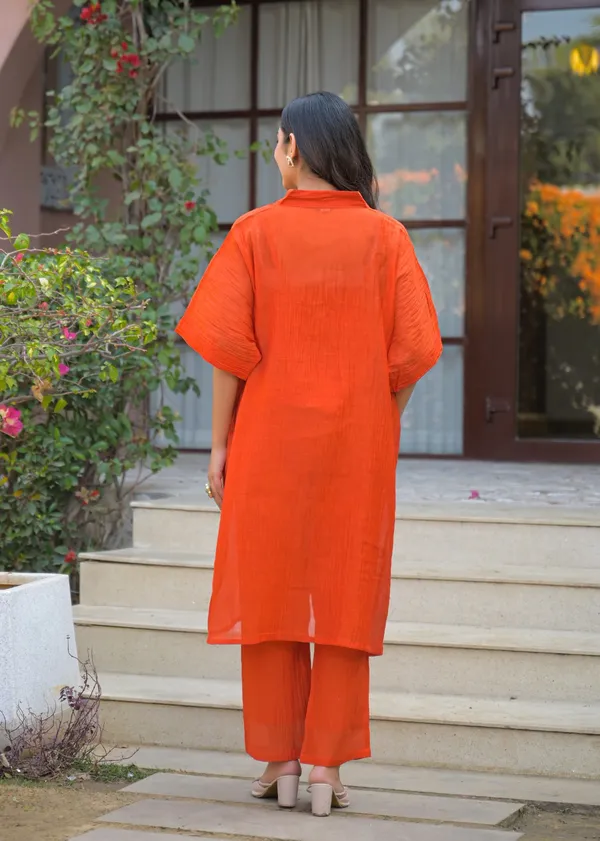 Orange_Cotton_Embroidered_Straight_Kurta_Pant_Set_For_Women