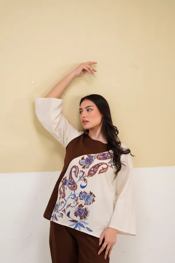 Brown_Cream_Cotton_Printed_Relaxed_Co-Ord_Set_For_Women
