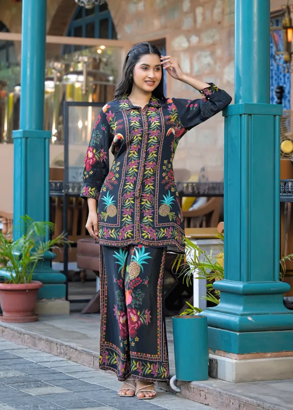 Black_Cotton_Printed_Collared_Straight_Co-Ord_Set_For_Women