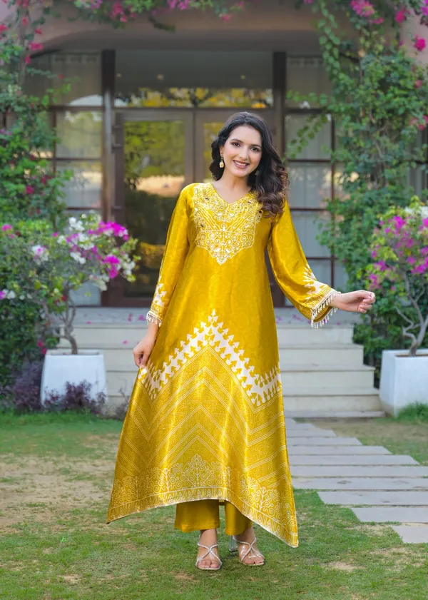 Yellow_Crepe_A-Line_Mirror_Work_Embroidered_Printed_Kurta_For_Women