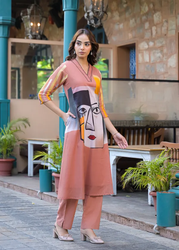 Peach_Cotton_Printed_Straight_Kurta_Pant_Set_For_Women