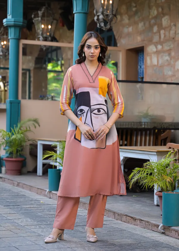 Peach_Cotton_Printed_Straight_Kurta_Pant_Set_For_Women