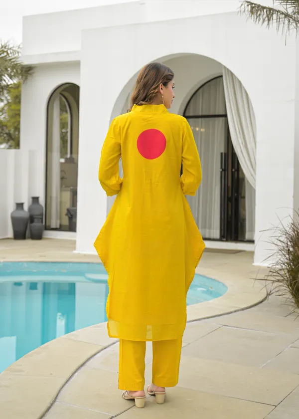 Yellow_Cotton_Straight_Geometric_Print_Kurta_Pant_Set_For_Women