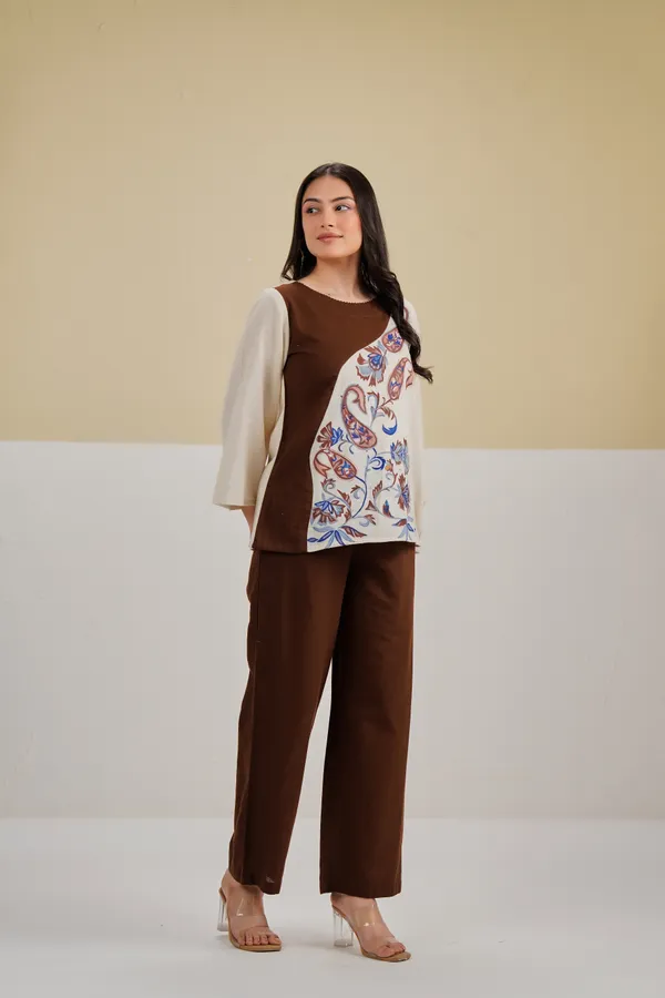 Brown_Cream_Cotton_Printed_Relaxed_Co-Ord_Set_For_Women