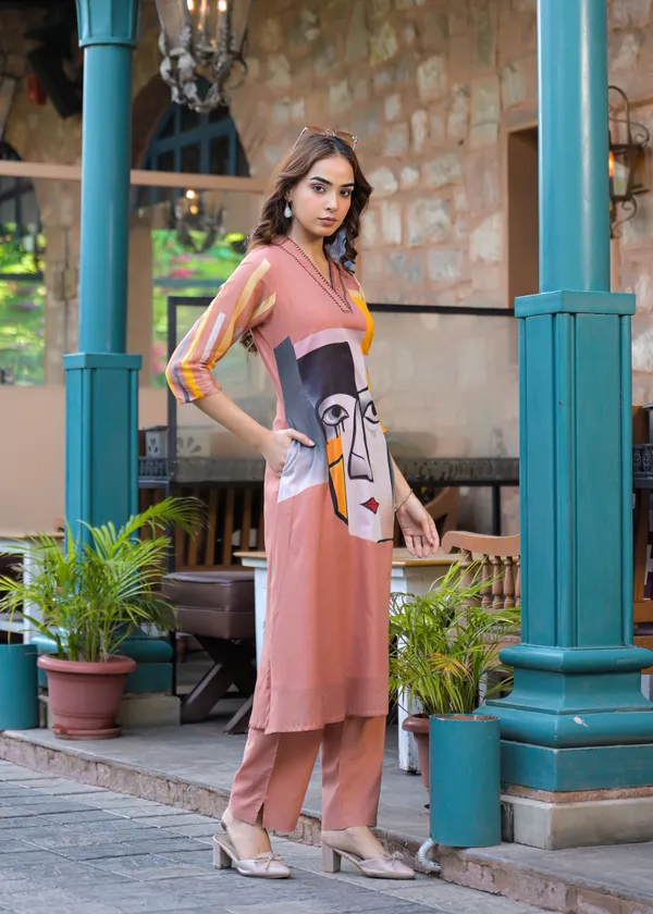 Peach_Cotton_Printed_Straight_Kurta_Pant_Set_For_Women