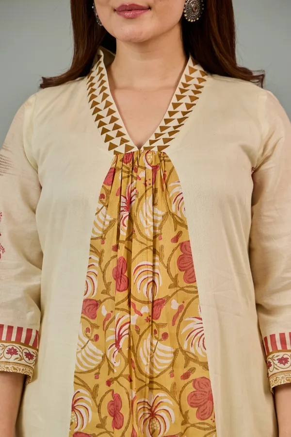 Beige_Cotton_Floral_Print_A-Line_Kurta_For_Women