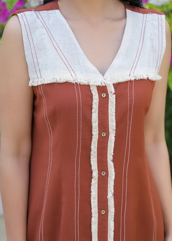 Rust_White_Cotton_Sleeveless_Kurta_Palazzo_Set_For_Women