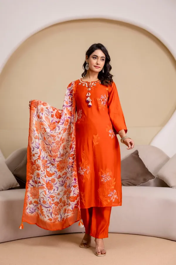 Rust_Mul_Chanderi_Three_Piece_Suit_Set_For_Women