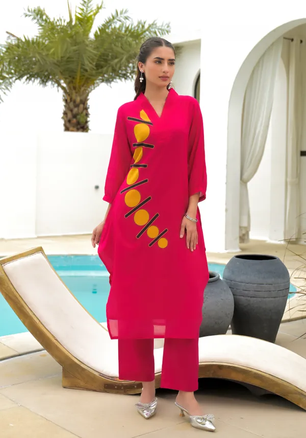 Pink_Cotton_High-Low_Geometric_Applique_Kurta_Palazzo_Set_For_Women