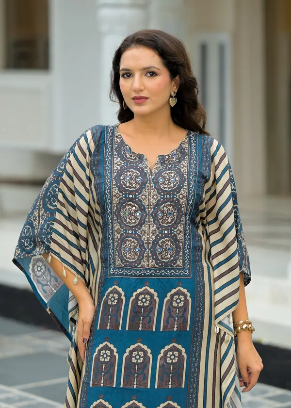 Multicolor_Cotton_Silk_Kaftan_For_Women