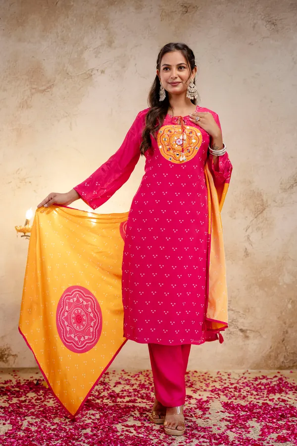Pink_Cotton_Straight_Bandhani_Print_Kurta_Dupatta_Set_For_Women