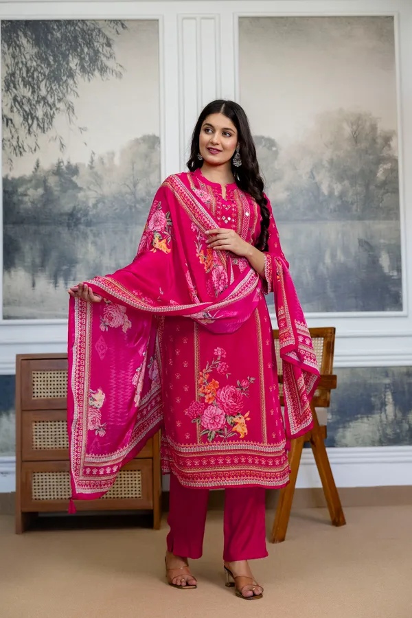 Pink_Cotton_Floral_Print_Mirror_Work_Straight_Kurta_Set_For_Women