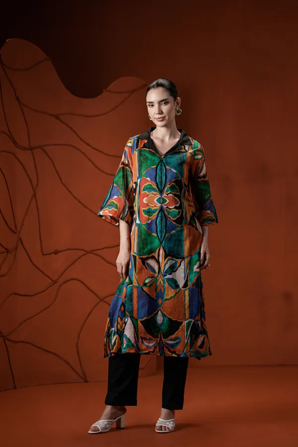 Multicolor_Cotton_Printed_Collared_Straight_Kurta_For_Women