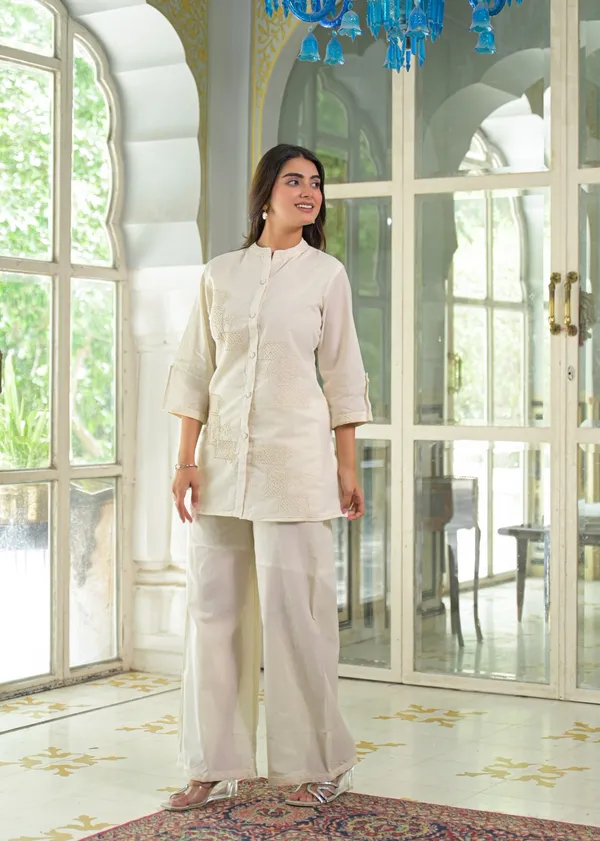 Cream_Cotton_Embroidered_Straight_Co-Ord_Set_For_Women