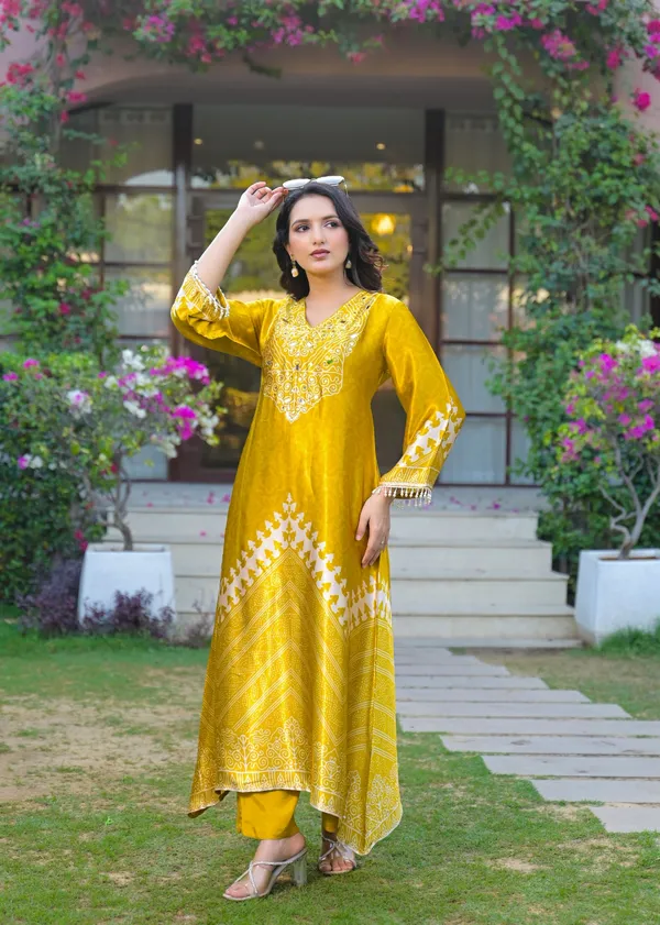 Yellow_Crepe_A-Line_Mirror_Work_Embroidered_Printed_Kurta_For_Women