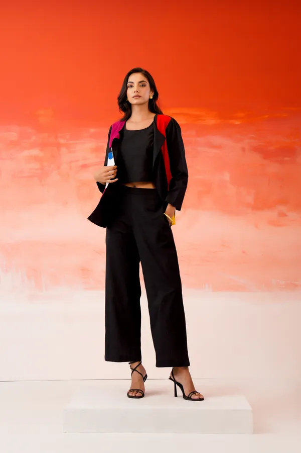 Black_Cotton_Colour_Block_Kimono_Jacket_Co-Ord_Set_For_Women