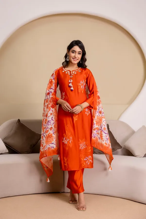 Rust_Mul_Chanderi_Three_Piece_Suit_Set_For_Women