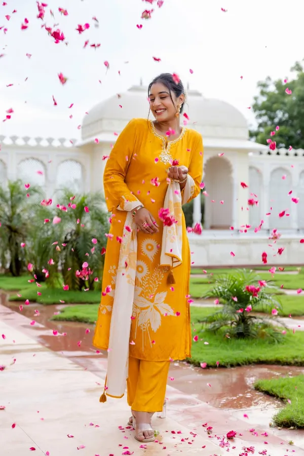 Yellow_Crepe_Three_Piece_Suit_Set_For_Women