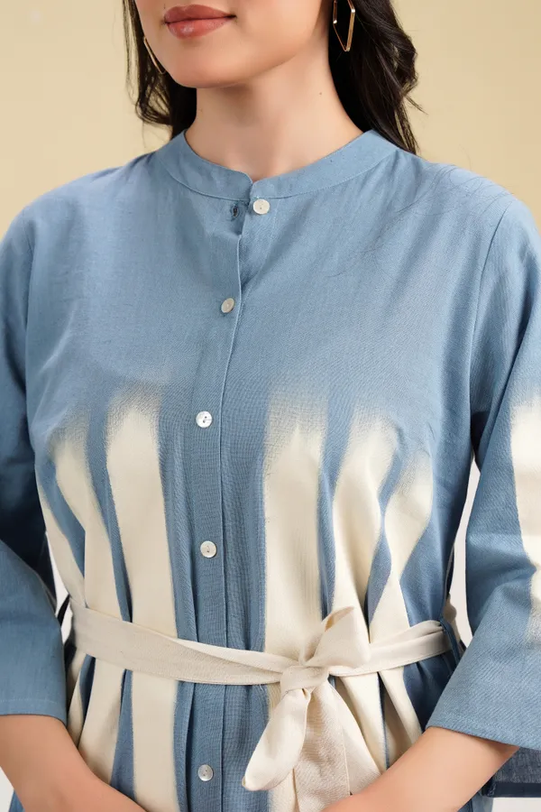 Blue_Cotton_Tie_Dye_Tiered_Shirt_Dress_For_Women