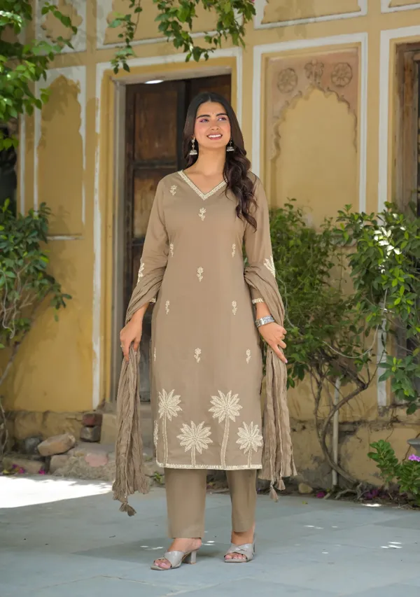 Beige_Mul_Cotton_Three_Piece_Suit_Set_For_Women