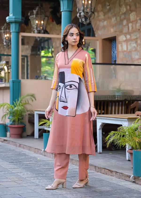 Peach_Cotton_Printed_Straight_Kurta_Pant_Set_For_Women
