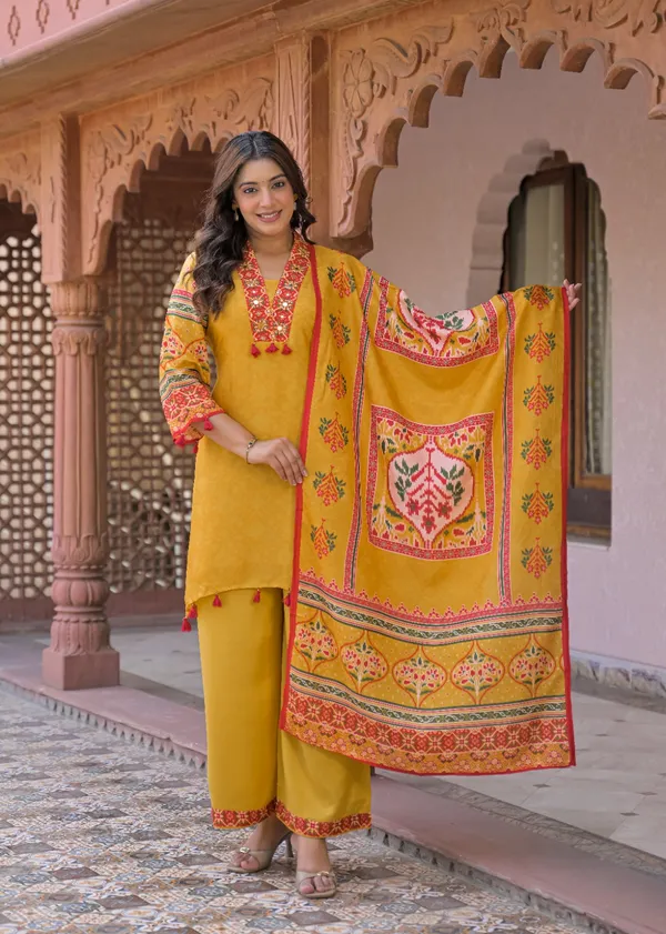 Mustard_Yellow_Mul_Cotton_Three_Piece_Suit_Set_For_Women
