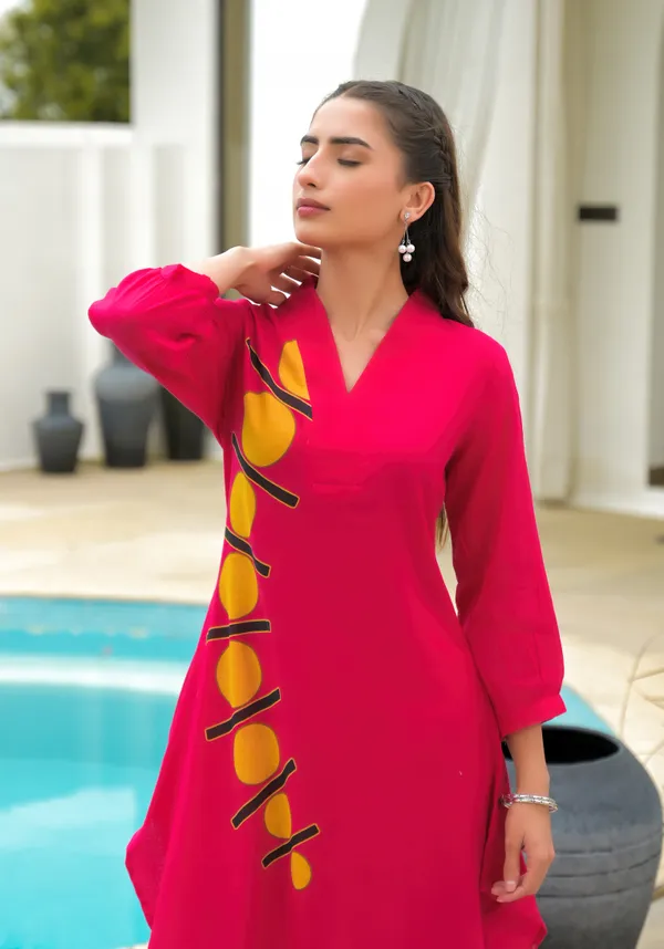 Pink_Cotton_High-Low_Geometric_Applique_Kurta_Palazzo_Set_For_Women