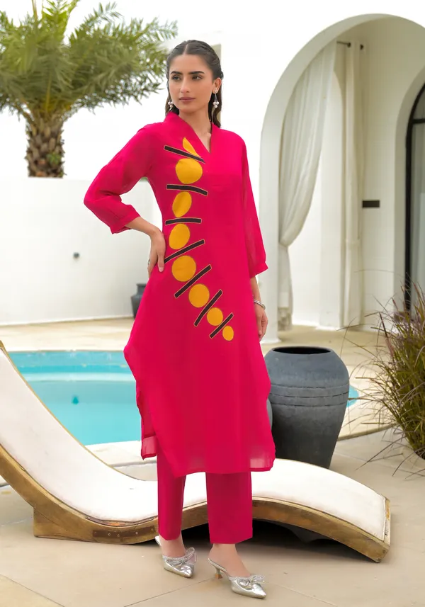 Pink_Cotton_High-Low_Geometric_Applique_Kurta_Palazzo_Set_For_Women