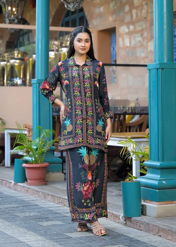 Black_Cotton_Printed_Collared_Straight_Co-Ord_Set_For_Women