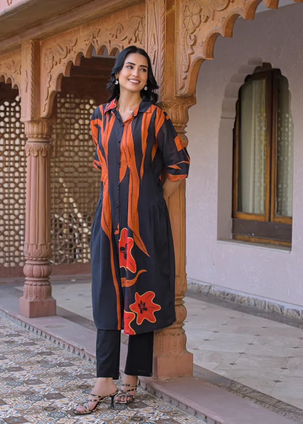 Black_Cotton_Printed_Straight_Kurta_Pant_Set_For_Women