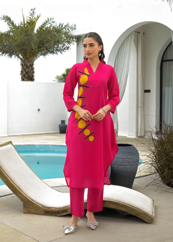 Pink_Cotton_High-Low_Geometric_Applique_Kurta_Palazzo_Set_For_Women