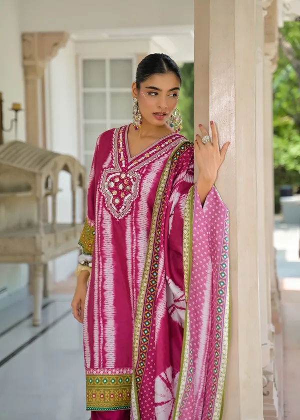 Dark_Pink_Mul_Cotton_Three_Piece_Suit_Set_For_Women