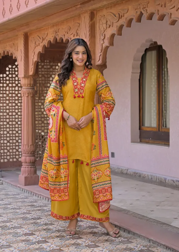 Mustard_Yellow_Mul_Cotton_Three_Piece_Suit_Set_For_Women