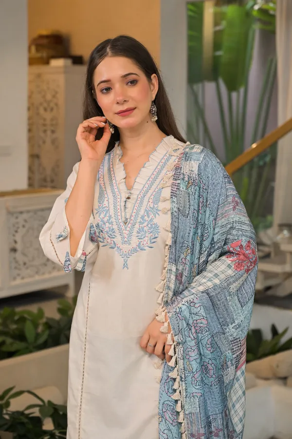 Off_White_Mul_Cotton_Three_Piece_Suit_Set_For_Women