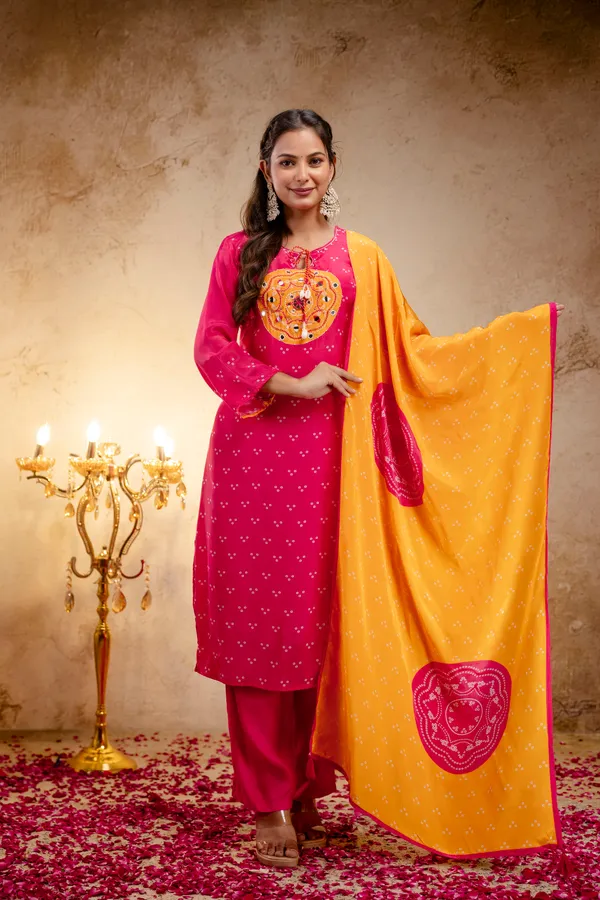 Pink_Cotton_Straight_Bandhani_Print_Kurta_Dupatta_Set_For_Women