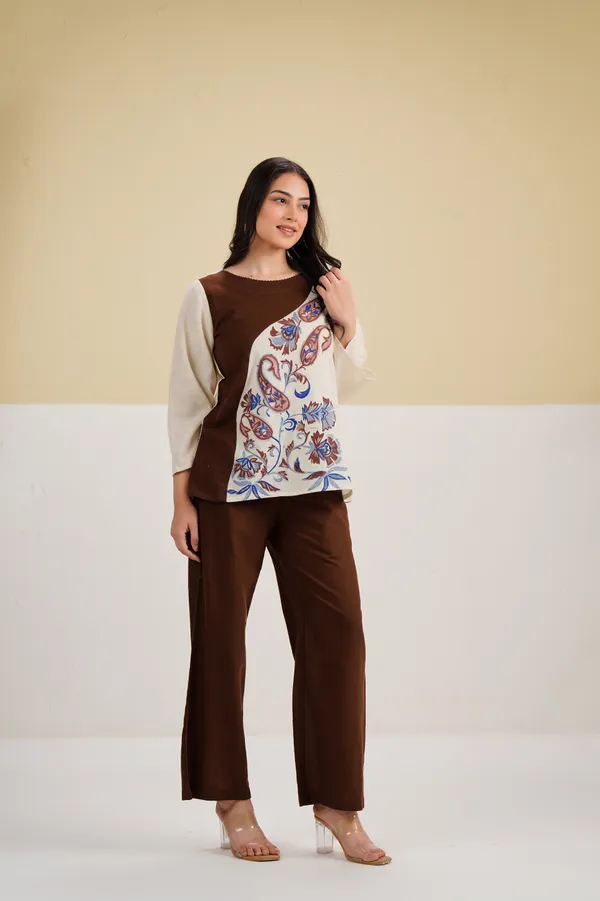Brown_Cream_Cotton_Printed_Relaxed_Co-Ord_Set_For_Women