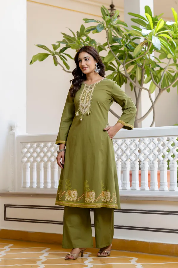 Green_Cotton_Embroidered_Straight_Kurta_Palazzo_Dupatta_Set_For_Women