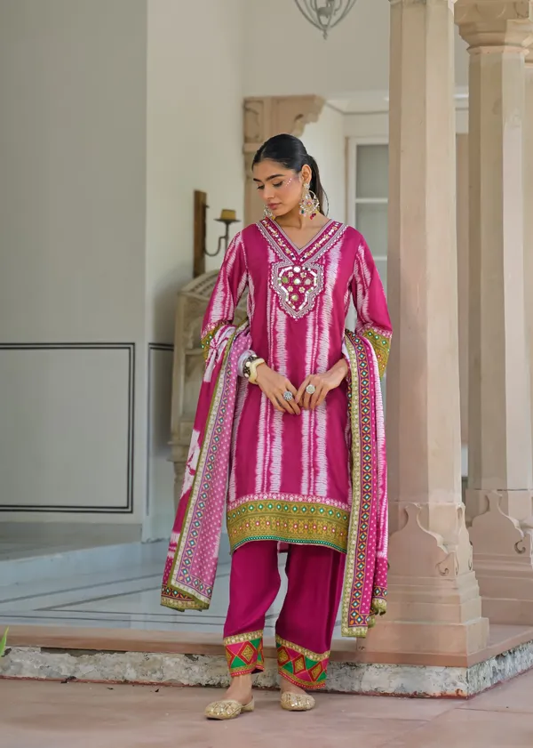 Dark_Pink_Mul_Cotton_Three_Piece_Suit_Set_For_Women